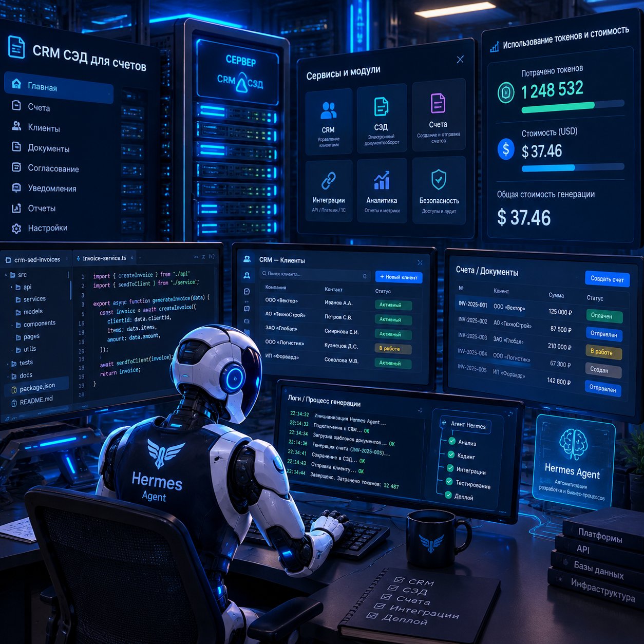 Описание самописного CRM СЭД для счетов фактур и корпоративн
