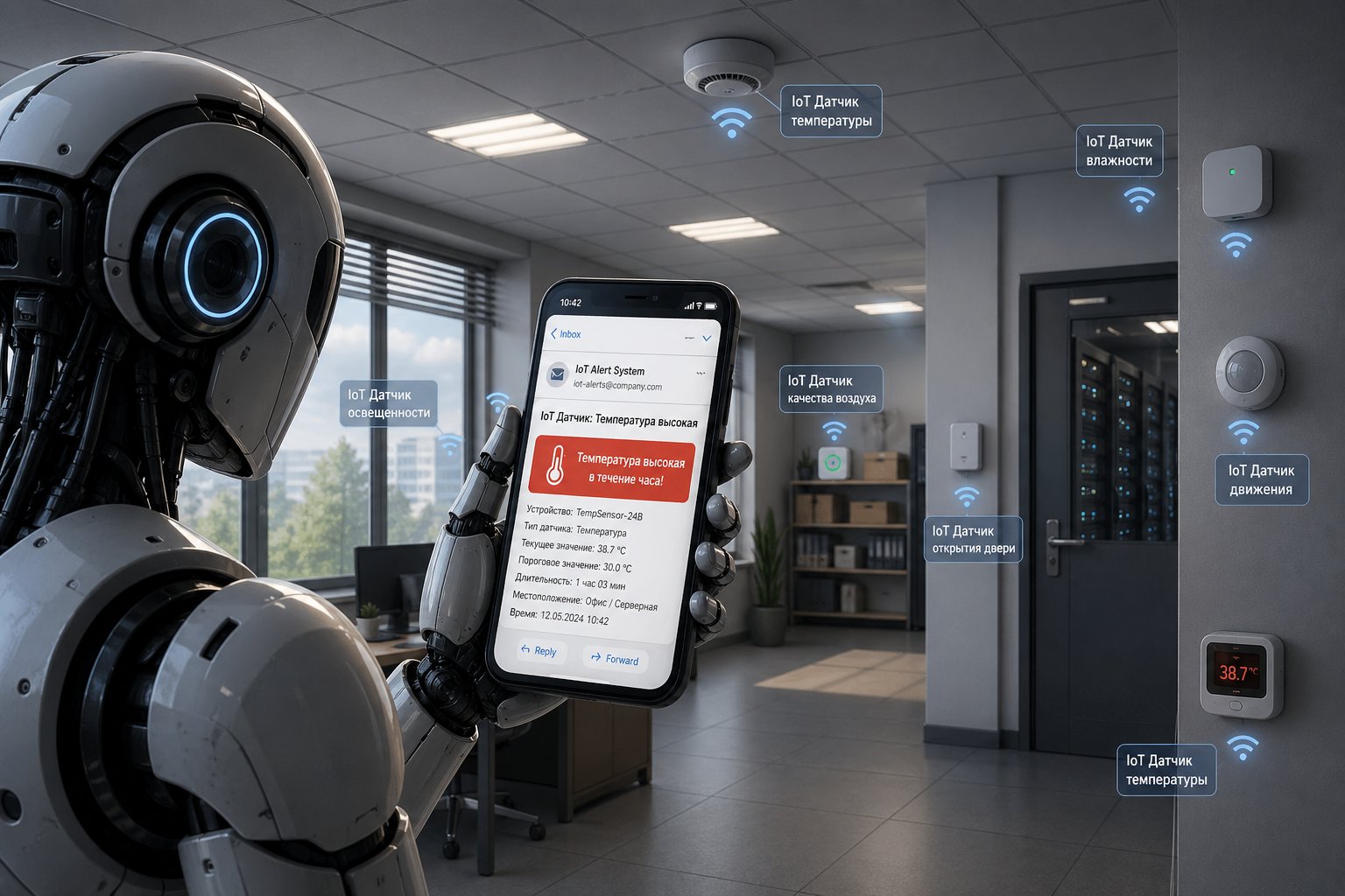 Добавление email уведомлений по событиям IoT датчиков