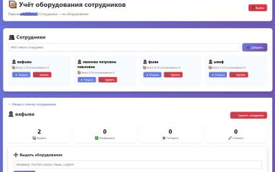 Учёт выданного оборудования — самописная система на PHP + MySQL