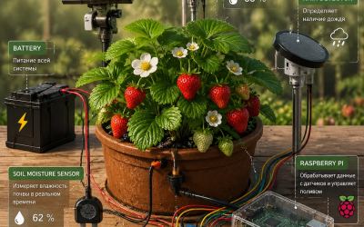 Умный полив клубники на Raspberry Pi